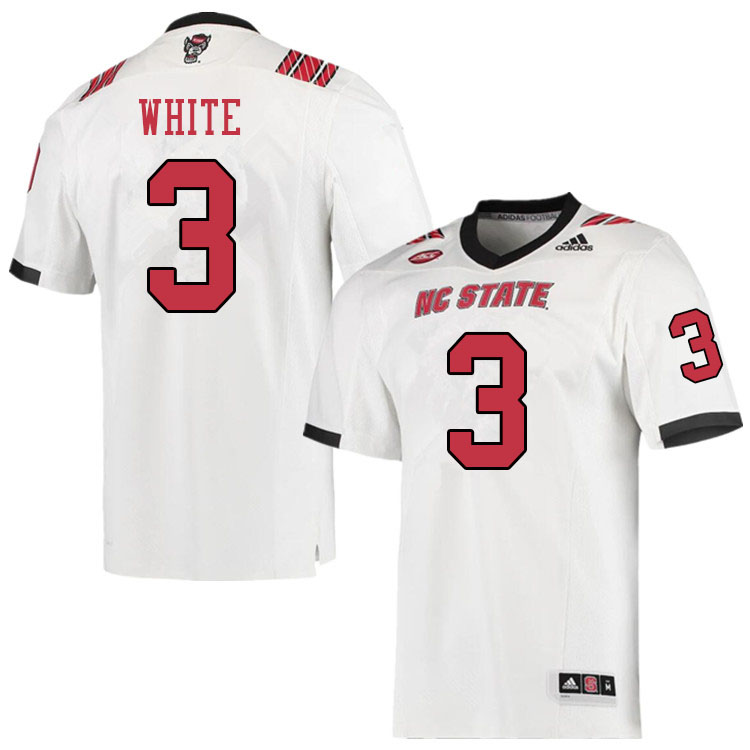 Men #3 Aydan White NC State Wolfpack College Football Jerseys Sale-White - Click Image to Close